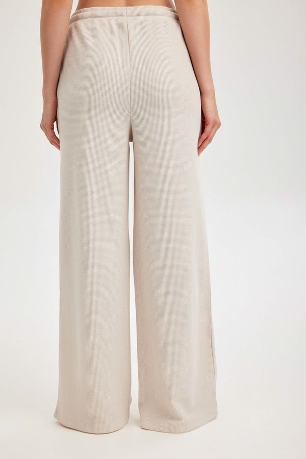 Off-White Waffle Wide-Leg Trousers