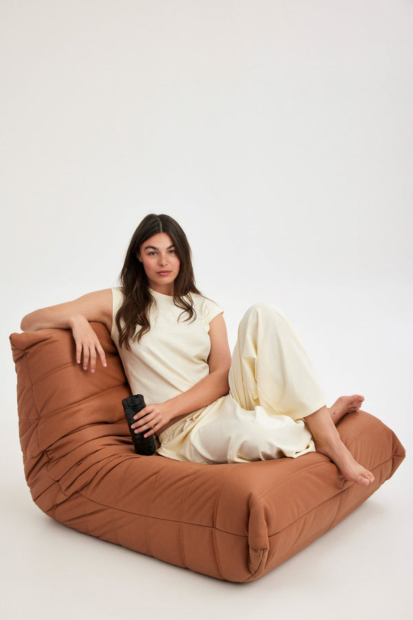 Cream Jersey Wide-Leg Trousers