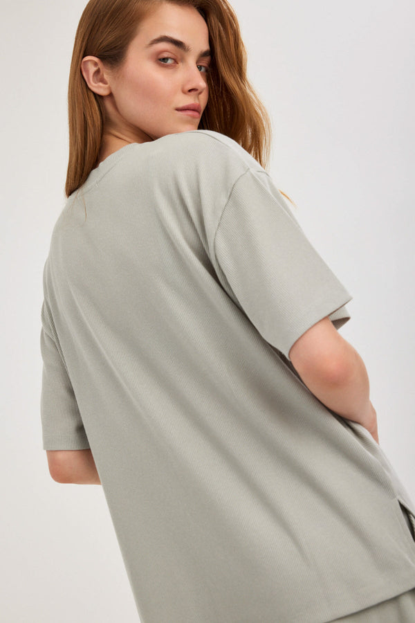 Mint Ribbed Short-Sleeve Top