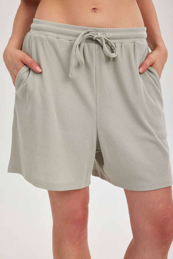 Mint Ribbed Shorts