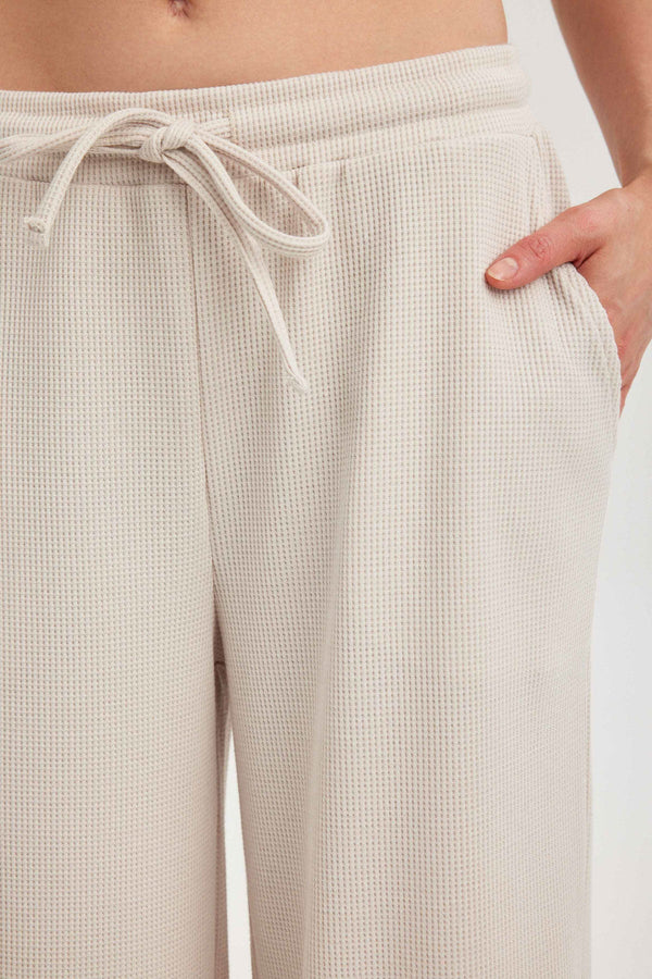Off-White Waffle Wide-Leg Trousers