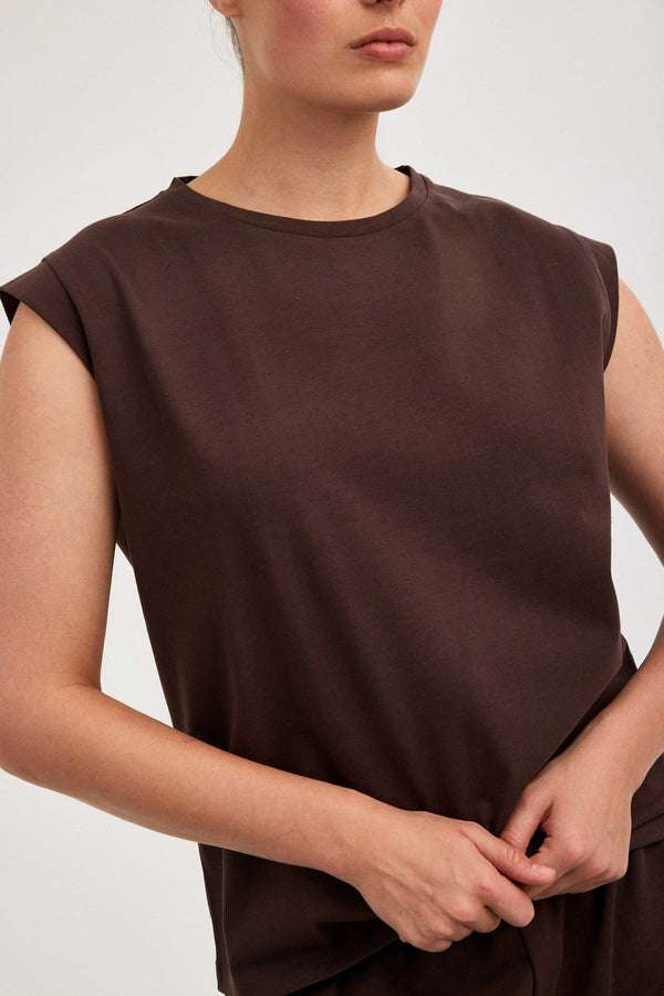 Brown Jersey Tank Top