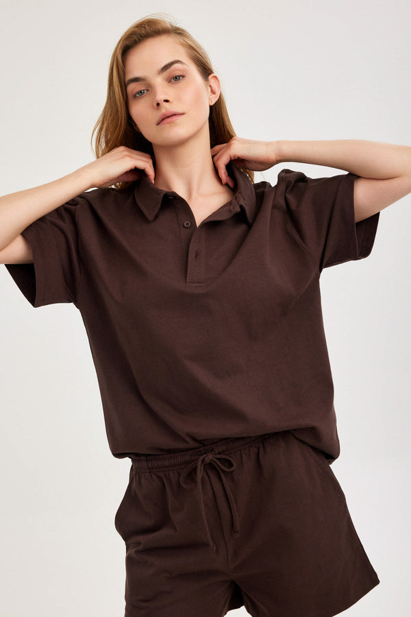 Brown Jersey Shorts