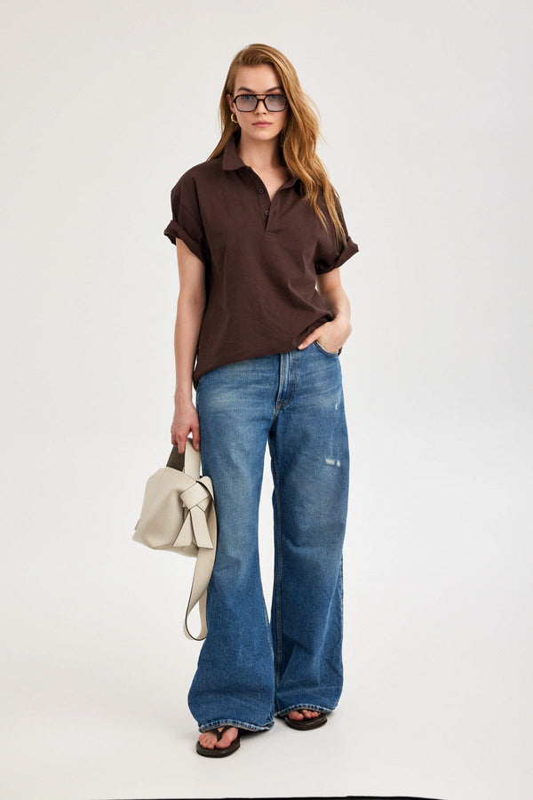 Brown Jersey Polo Shirt