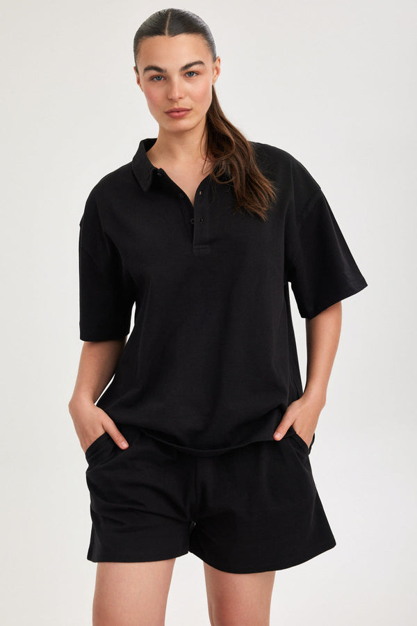 Black Jersey Polo Shirt