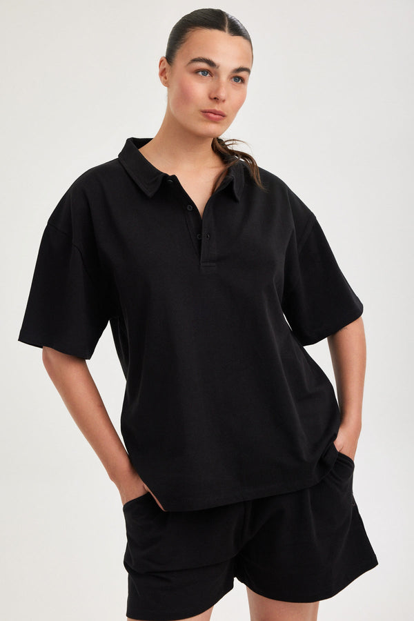 Black Jersey Polo Shirt