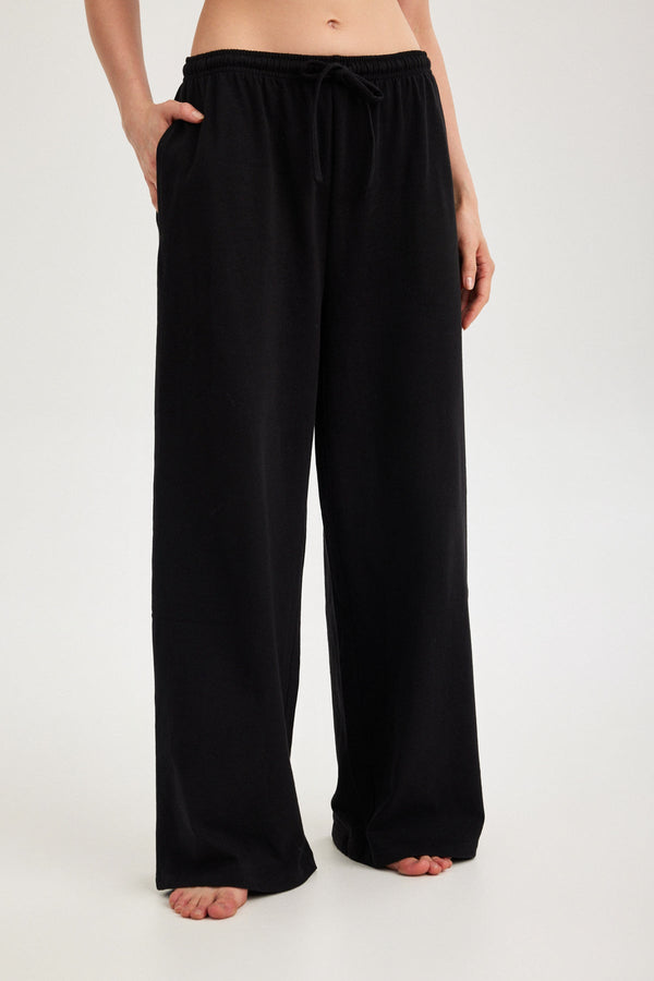 Black Jersey Wide-Leg Trousers