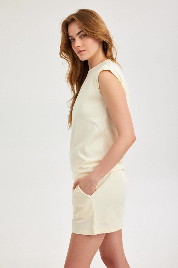 Cream Jersey Tank Top