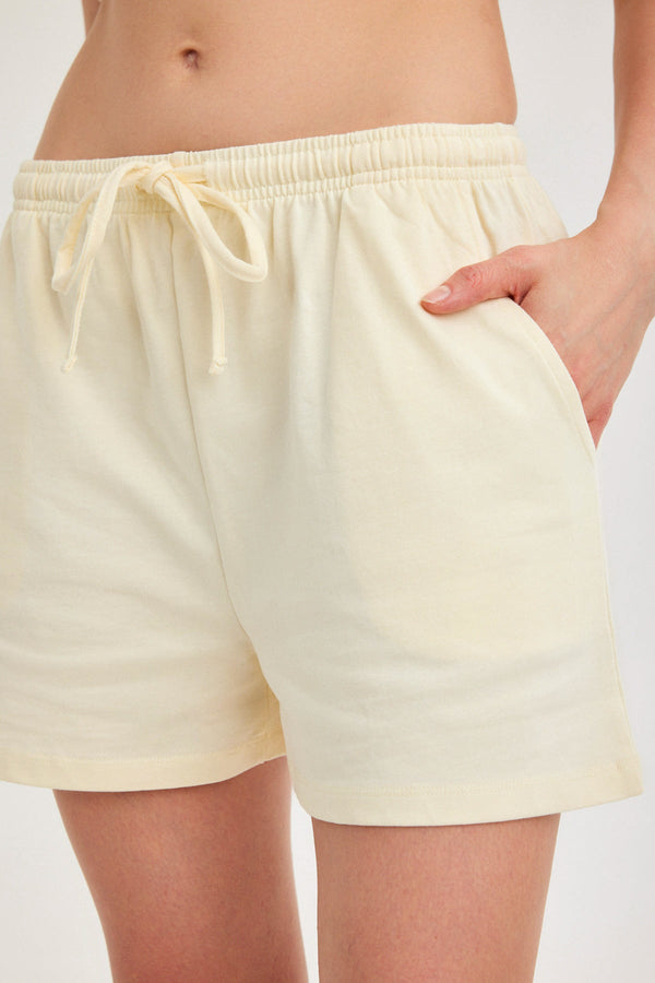 Cream Jersey Shorts