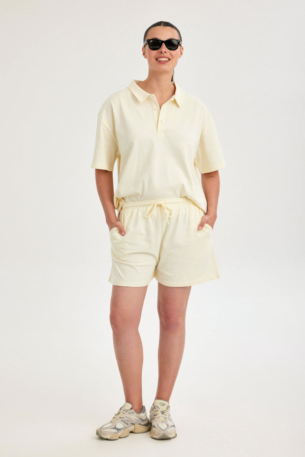 Cream Jersey Shorts