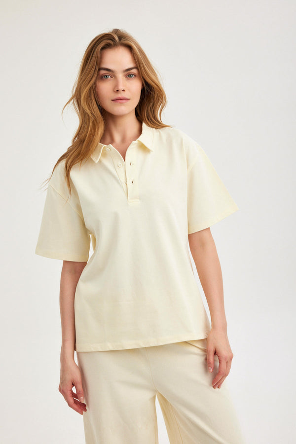 Cream Jersey Polo Shirt