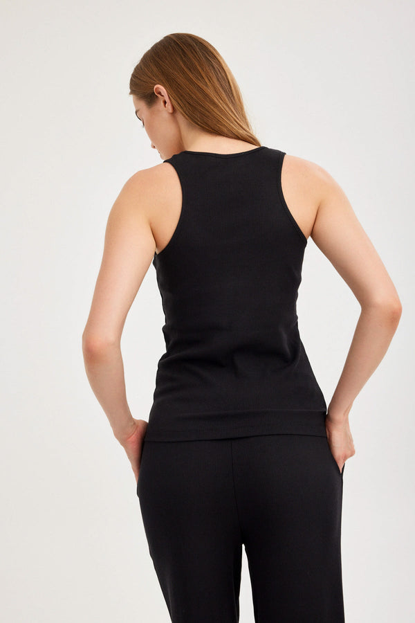 Black Ribbed Tank Top