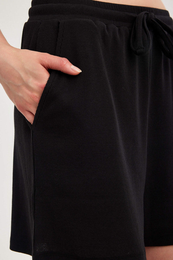 Black Ribbed Shorts