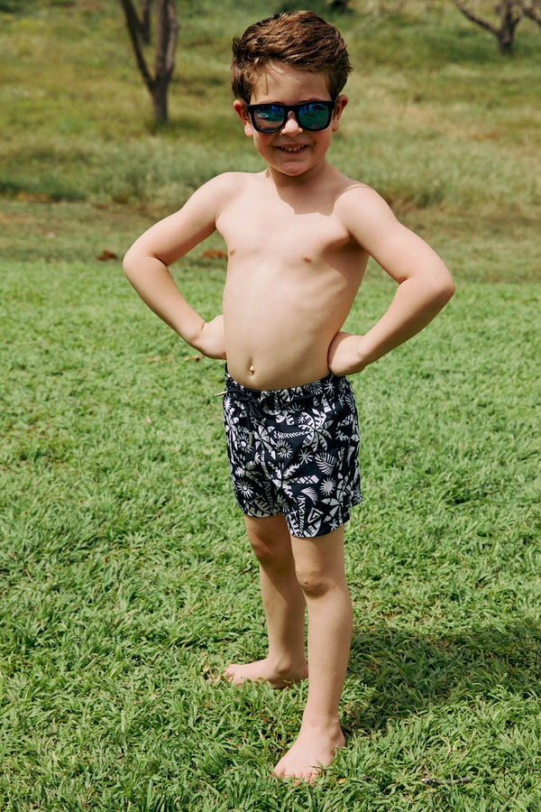 KIDS SWIM SHORTS IN BLACK AND WHITE