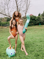 GIRLS ONE SHOULDER SWIMSUIT IN TERRACOTTA