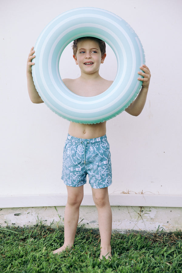 KIDS SWIM PANTS IN MULTI GREEN