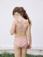 GIRLS BIKINI SET IN STRIPED TERRACOTTA