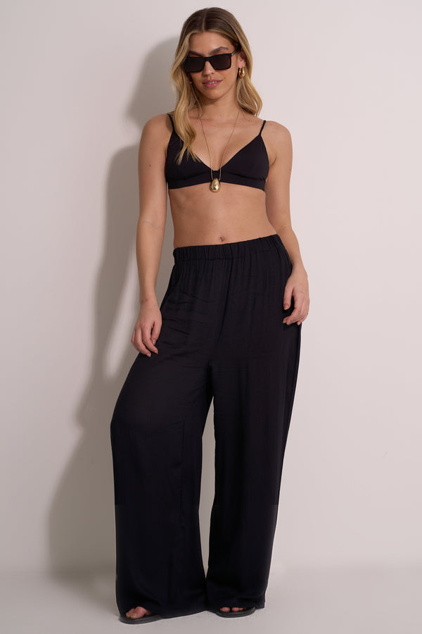 WIDE BLACK BEACH PANTS