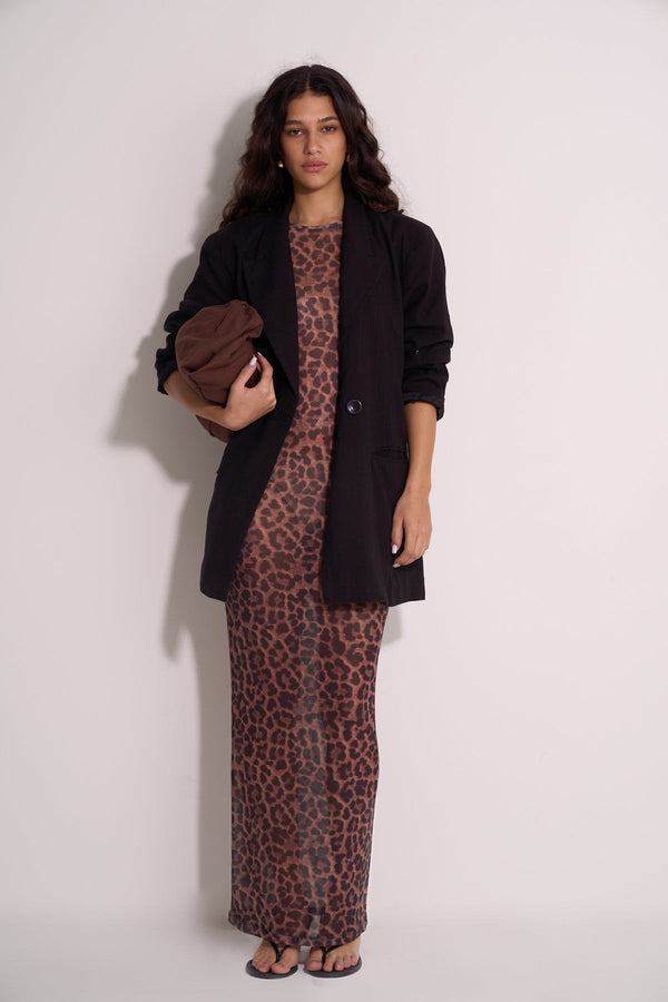LONG SLEEVE DRESS - LEOPARD