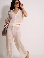 CROCHET KNIT PANTS - BEIGE