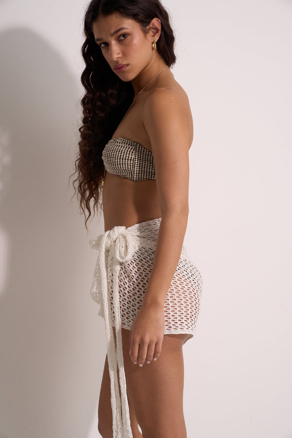 SHORT CROCHET PAREO- WHITE