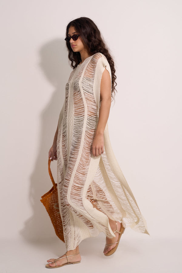 MAXI KNIT BEACH DRESS - IVORY