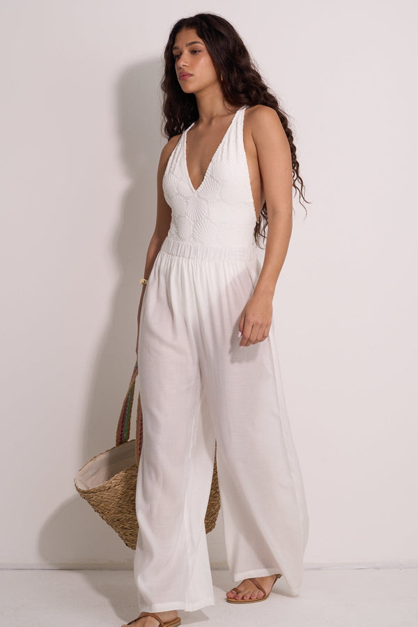 WIDE WHITE BEACH PANTS