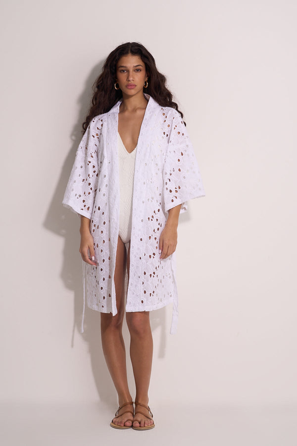 LACE BEACH KIMONO - WHITE
