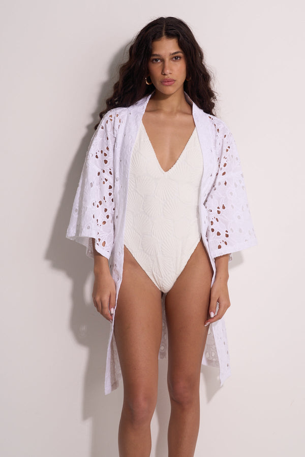 LACE BEACH KIMONO - WHITE