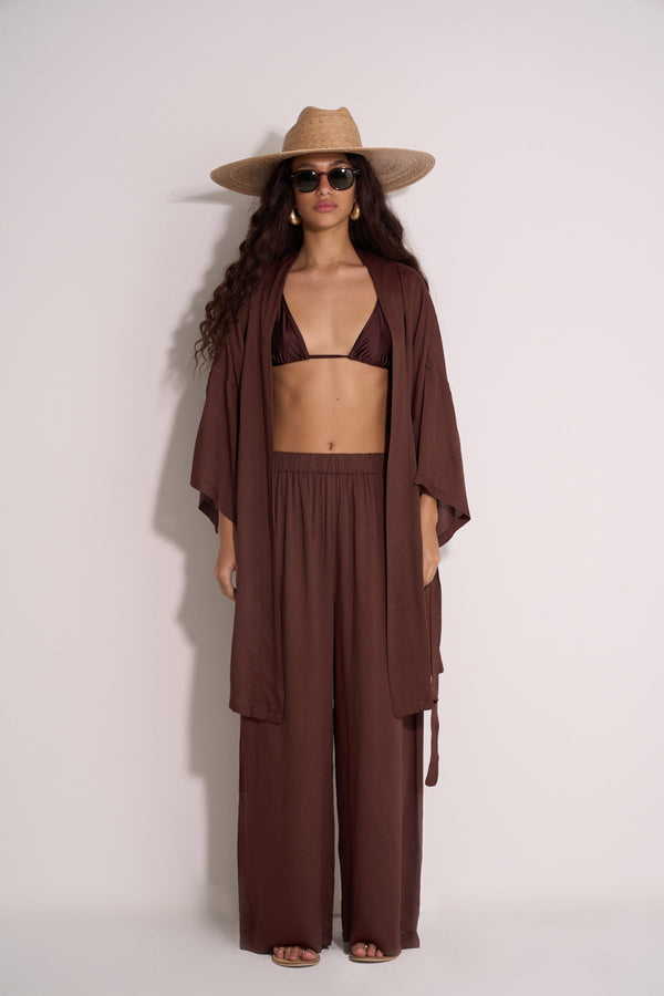 WIDE BROWN BEACH PANTS