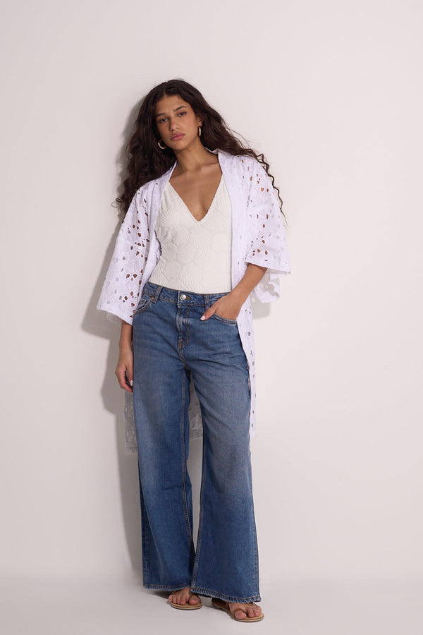 LACE BEACH KIMONO - WHITE