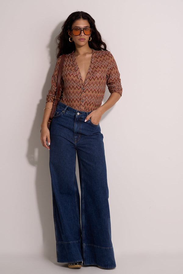 BROWN ZIGZAG CARDIGAN