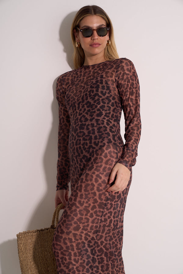 LONG SLEEVE DRESS - LEOPARD