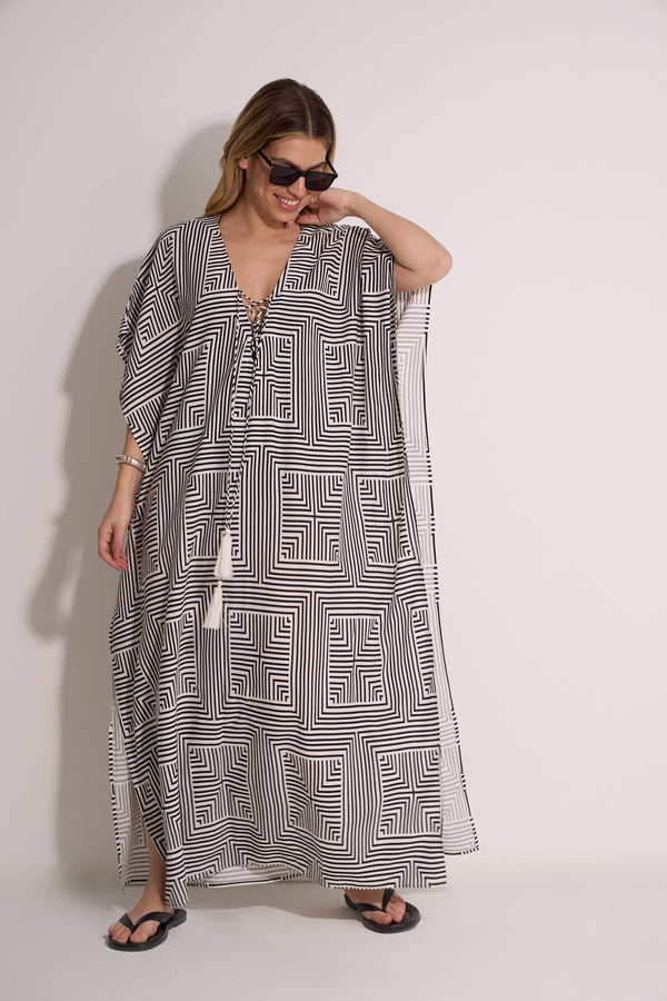 BEACH KAFTAN - BLACK PRINT