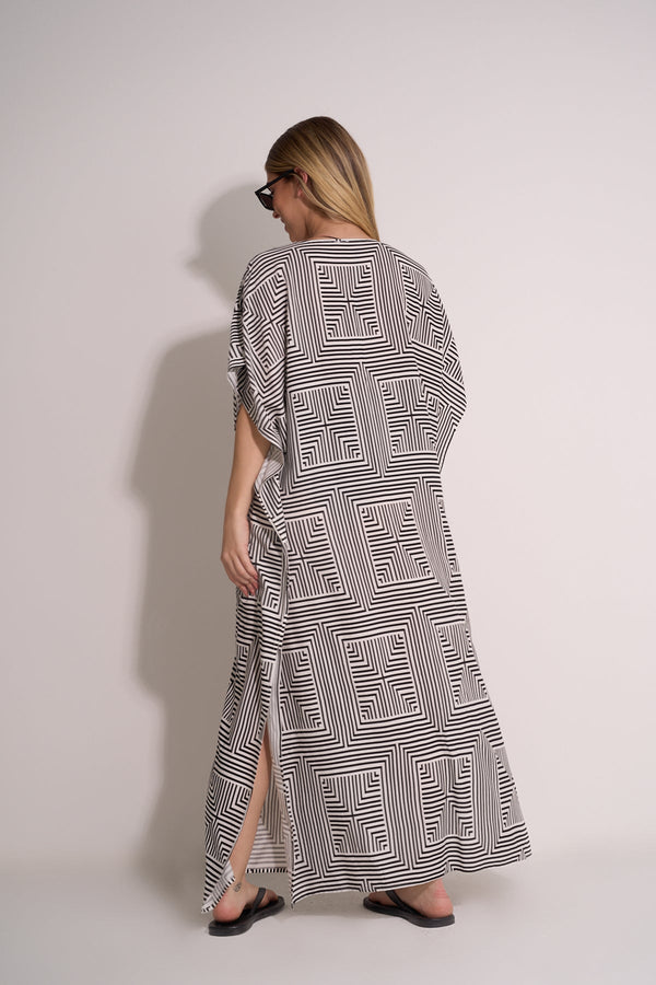BEACH KAFTAN - BLACK PRINT
