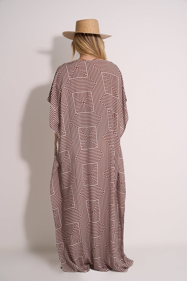 BEACH KAFTAN - BROWN PRINT