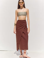SORRENTO MIDI WRAP SKIRT IN BROWN