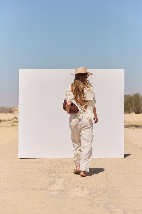 SORRENTO LINEN WIDE LEG PANT IN BEIGE