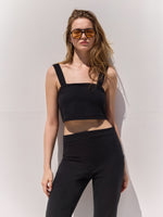 SORRENTO LINEN CROP TOP IN BLACK