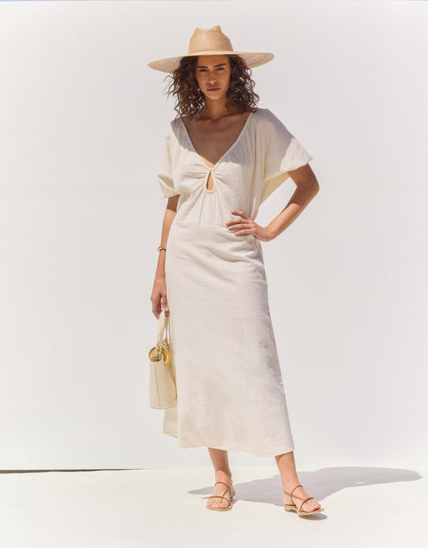 SORRENTO V-NECK MAXI DRESS IN CREAM