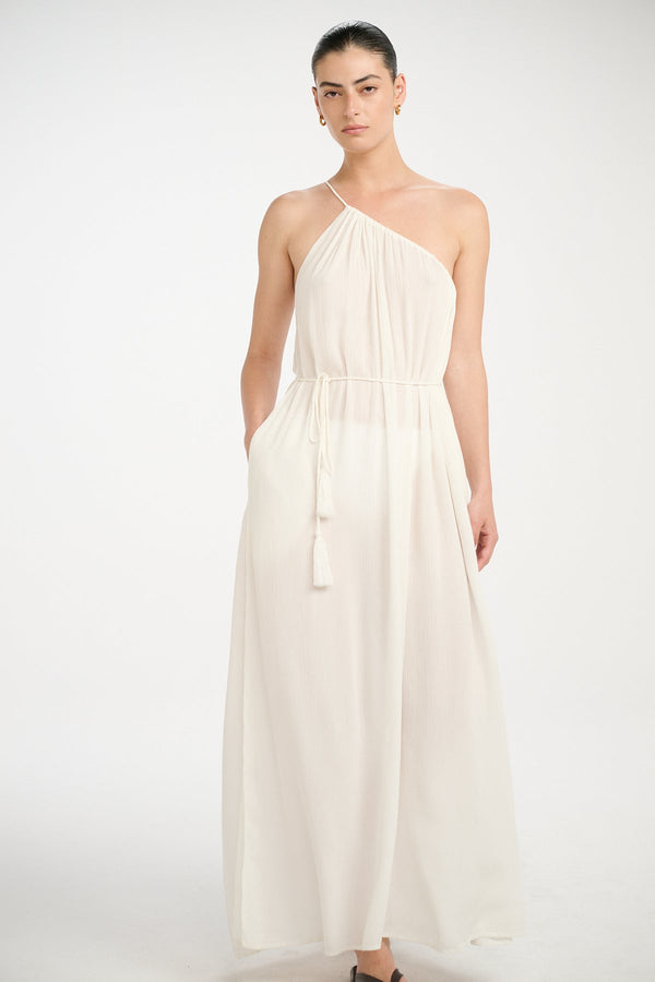 Marrakech One Shoulder Tie Maxi Dress - White