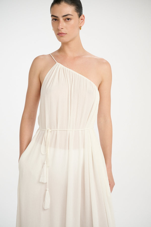 Marrakech One Shoulder Tie Maxi Dress - White