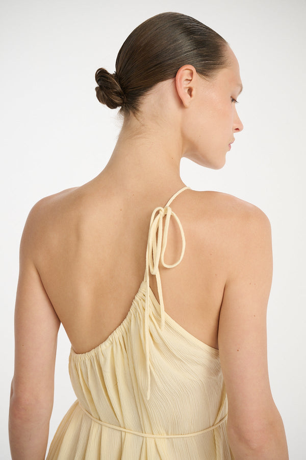 Marrakech One Shoulder Tie Maxi Dress - Butter