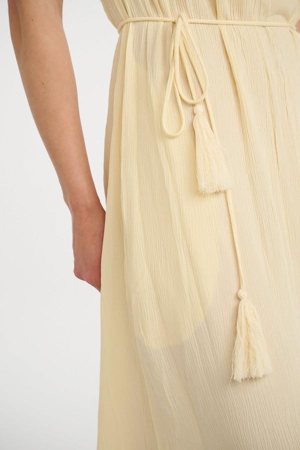 Marrakech One Shoulder Tie Maxi Dress - Butter