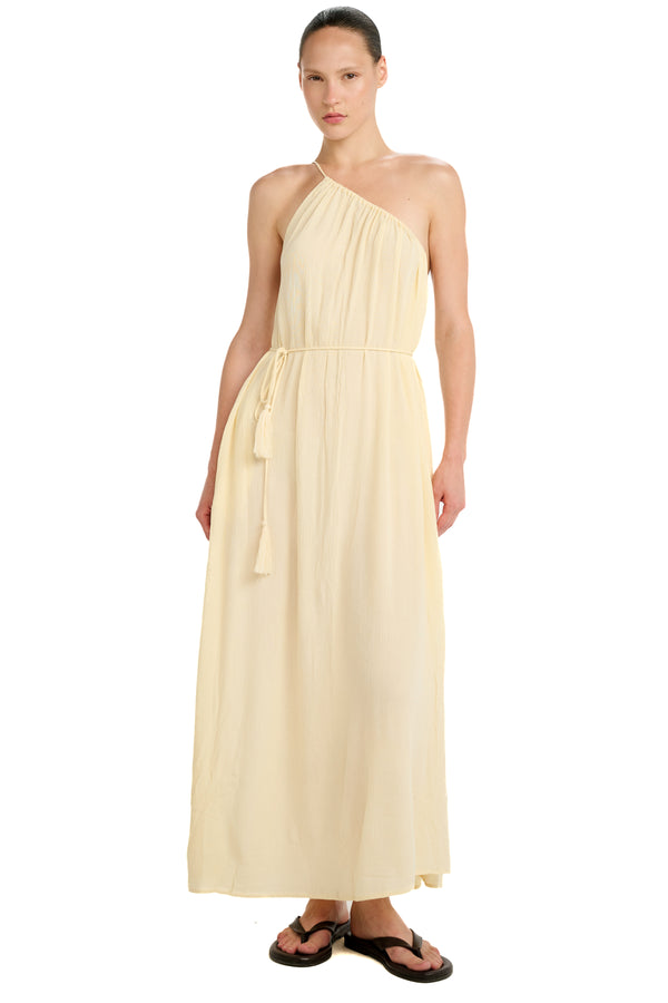 Marrakech One Shoulder Tie Maxi Dress - Butter
