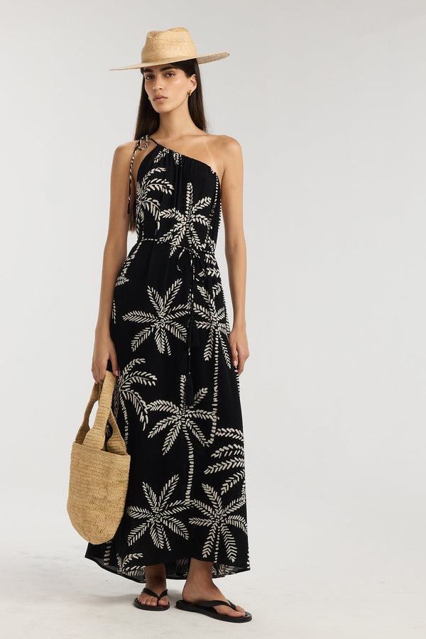 Playa One Shoulder Tie Maxi Dress