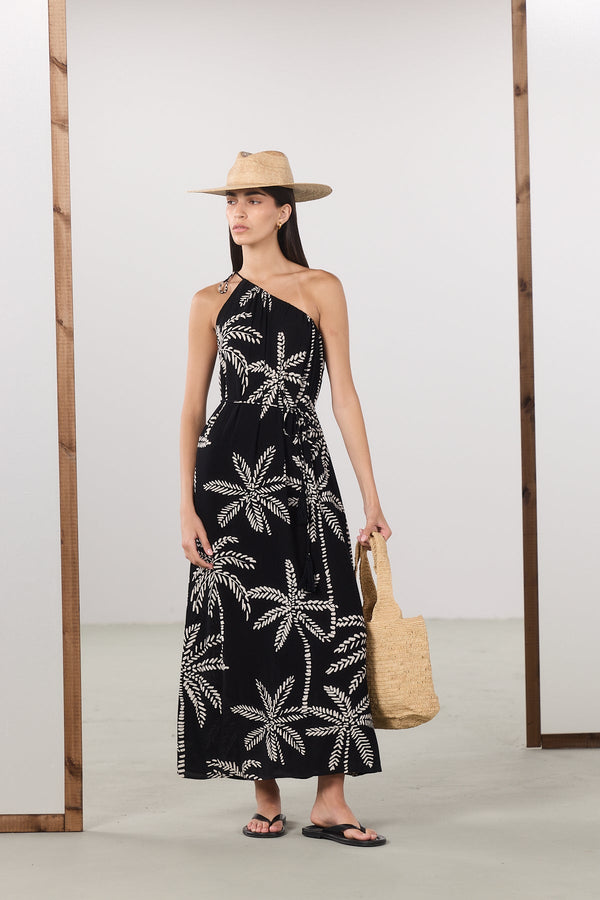 Playa One Shoulder Tie Maxi Dress