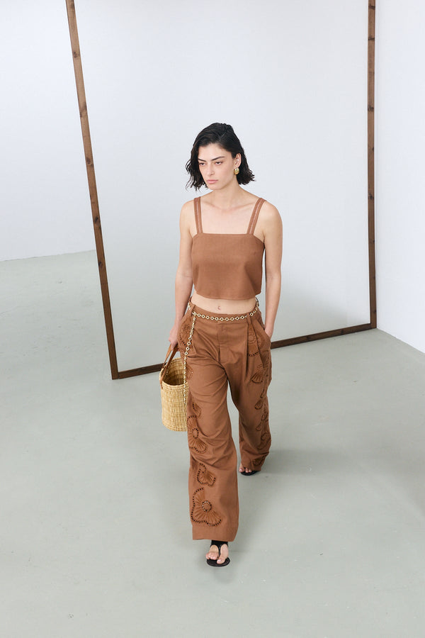 Monaco Crop Top - Brown