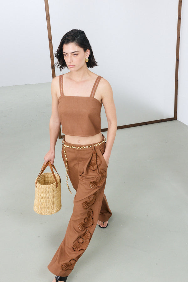 Monaco Wide Leg Pants - Brown