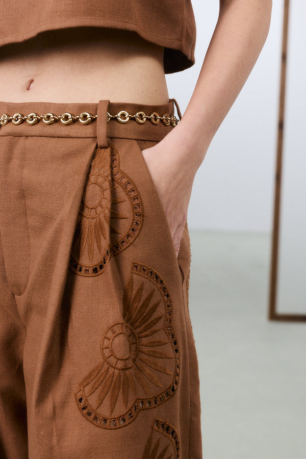 Monaco Wide Leg Pants - Brown